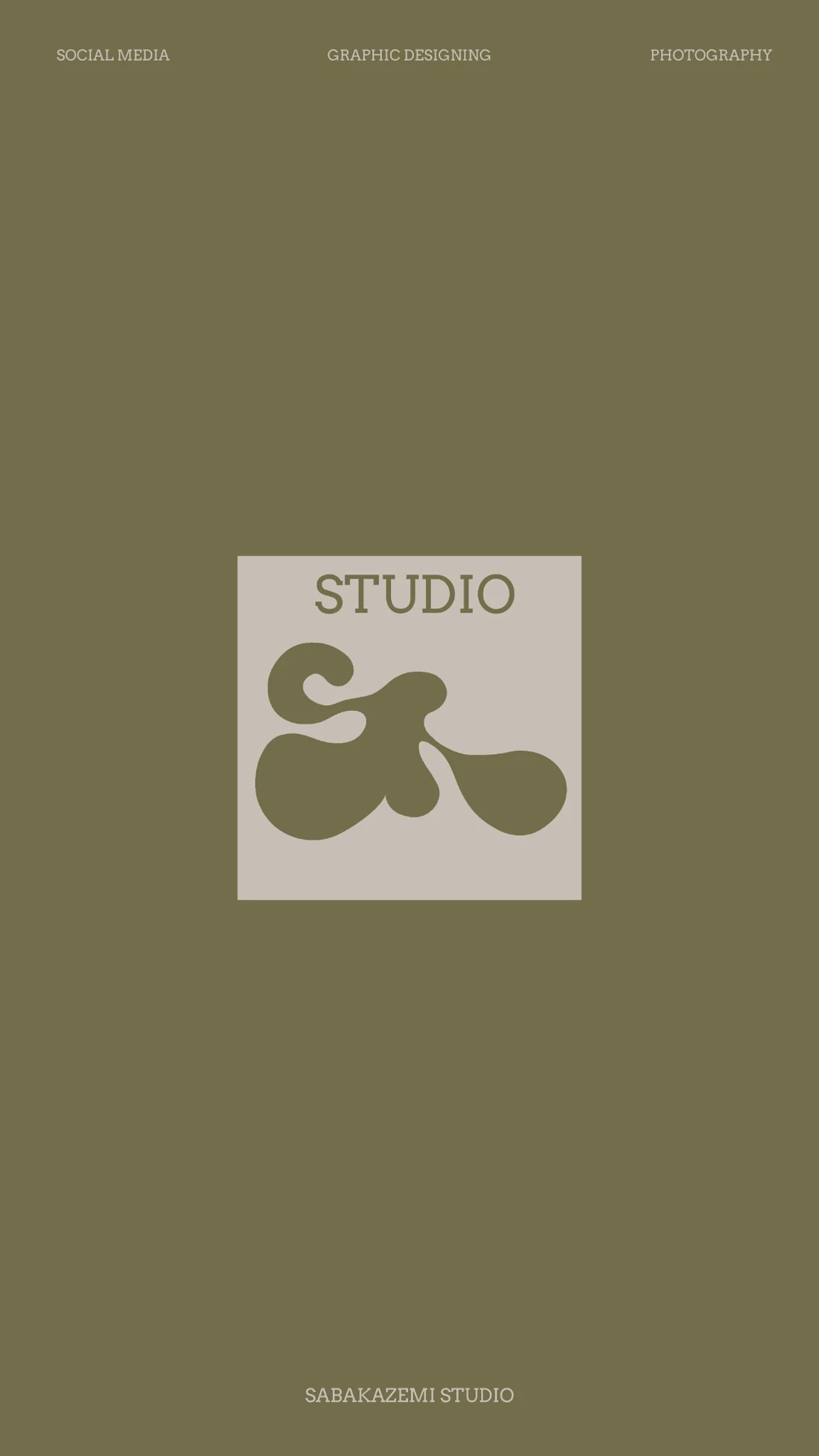 Graphic identity exploration in muted olive featuring the original studio emblem